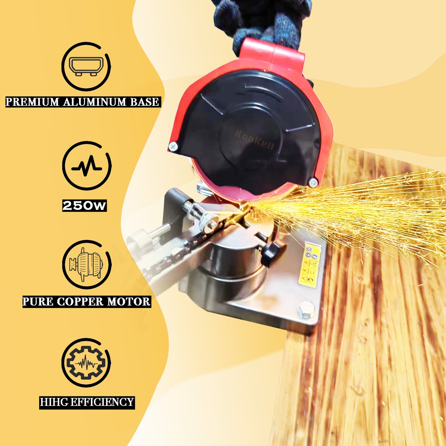 KonKell® 250W High-Speed Chainsaw Sharpener