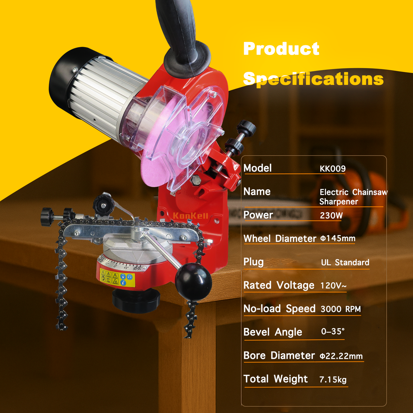 KonKell® 230W Electric Chainsaw Sharpener-Professional(US inventory)