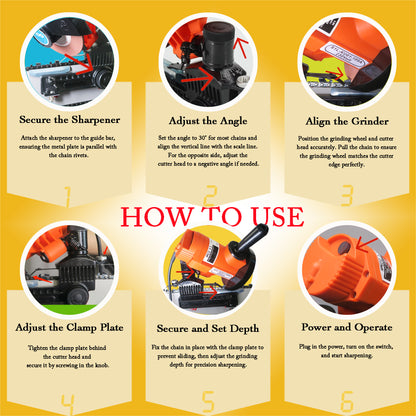 Clamp-On Electric Chainsaw Chain Sharpener