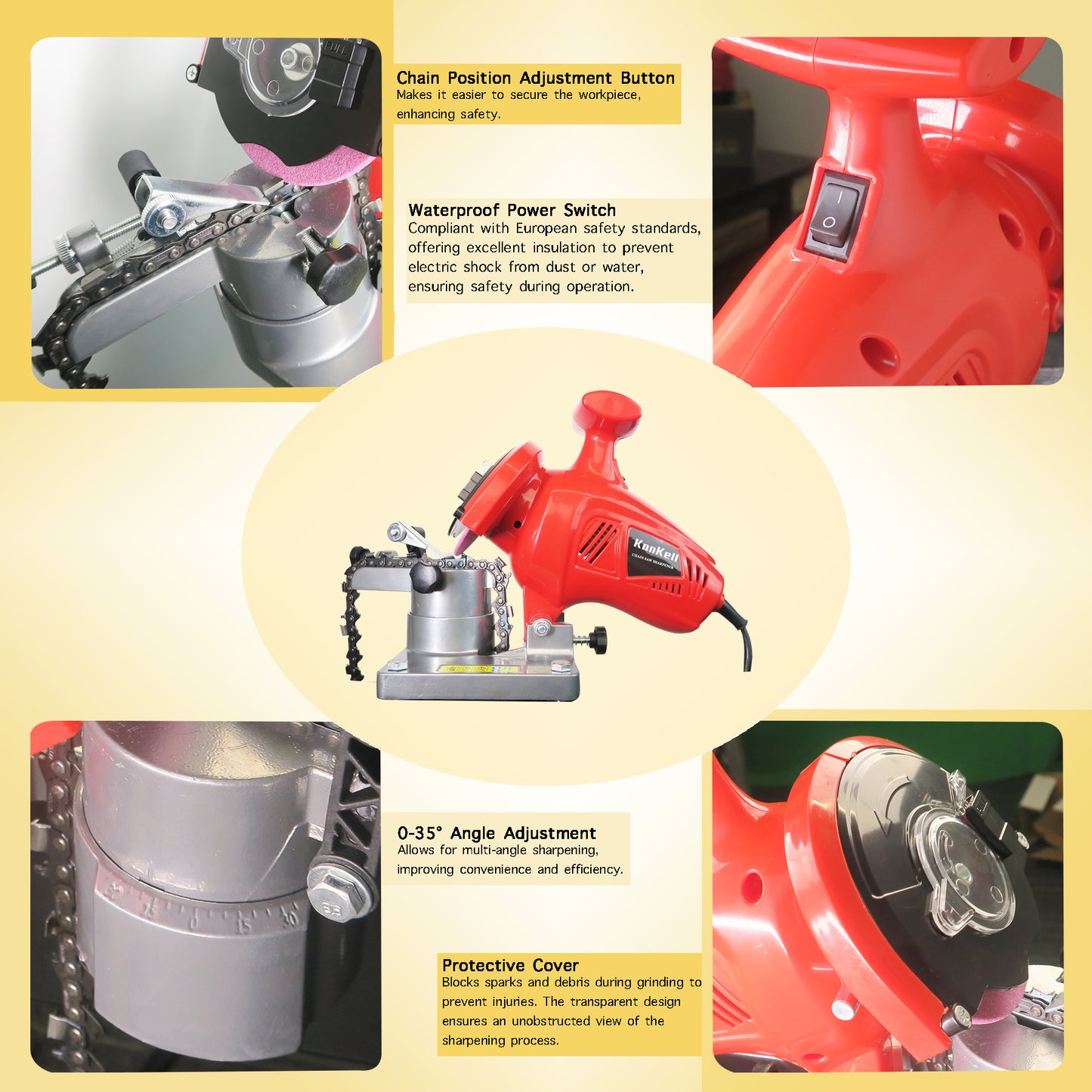 KonKell® 250W High-Speed Chainsaw Sharpener