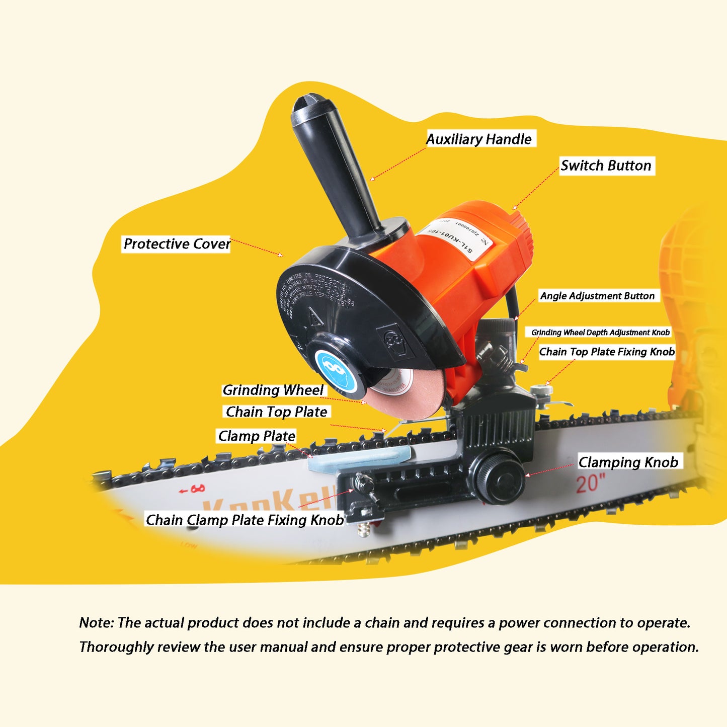 Clamp-On Electric Chainsaw Chain Sharpener